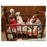 Baby doll cradle & contents, toy high chair Baby doll cradle & contents, toy high chair