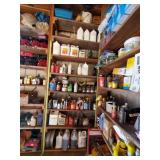 contents of shelf, oils and asst. contents of shelf, oils and asst.