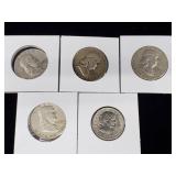 4 - Franklin Half Dollars & 1 - Susan Anthony