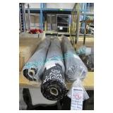 LOT, 3X ROLLS BLACK + SILVER DAMASK FABRIC