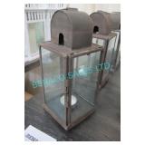 4X, METAL + GLASS CANDLE LANTERNS