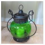 LOT, BOX OF GREEN GLASS LANTERNS (12 PCS)