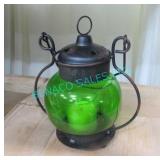 LOT, BOX OF GREEN GLASS LANTERNS (12 PCS)