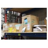 LOT, SHELF OF ASST BULBS, ROPE, BATTERIES + VELCRO