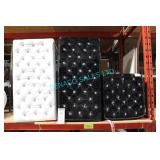 LOT, 3 PCS, SHINY COSMO OTTOMANS, 2X 35" BLK/WHT,