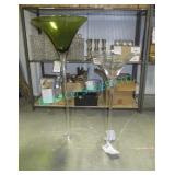 LOT, 1X MED + 3X LG GREEN COSMO VASES