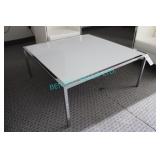 1X, 40" x 40" SILVER FRAME COFFEE TBL W/ PLEXI