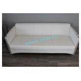 1X, 67" WHITE CONTEMPORARY SOAFA W/ SILVER ACCENTS