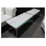 2X, 39" x 18" PADDED WHITE BENCHES (1 W/ PATCH)