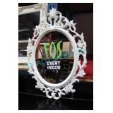 2X, 34" X 24" OVAL WHITE MATTE ORNATE MIRROR