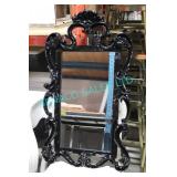 1X, 40" X 24" BLACK ORNATE MIRROR
