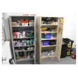 1 LOT, 2 METAL CABINETS W/ CONT, PAINT, GLUE TAPE