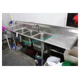 1X, 102" 3 WELL S/S SINK W/ 2X RUN OFFS