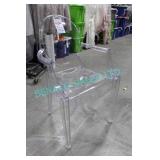 85X, CLEAR VICTORIA STACKABLE GHOST CHAIRS W ARMS