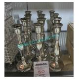 LOT, 12 PCS, 9" H SILVER CANDLE HOLDERS