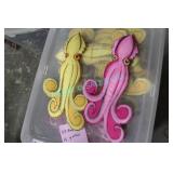 LOT, 43PCS, MISC 12"H PINK & YELLOW HANGING SQUID
