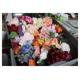 LOT,7X BINS MISC. FAUX FLOWERS & JUNGLE GREENERY