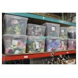 LOT, 9 BINS OF MISC FAUX FLORALS
