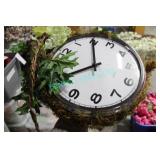 LOT, 2X DBL SIDED 12" FLORAL QUARTZ CLOCKS