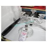 LOT,61PCS 32"H BLACK AS-IS CRYSTAL CANDELABRAS