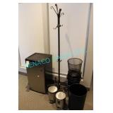 LOT,APRX 9 G-CANS, COAT RACK,MINI FRIDGE