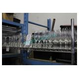 LOT, SHELF OF 64PCS MARTINI GL. & CHAMPAGNE FLUTES