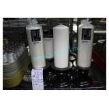 LOT, 5X CANDLE HOLDERS W/ 3X 10.5"H CANDLES