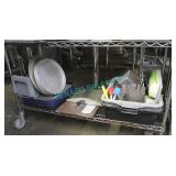 LOT, SHELF OF ASST BAKE PANS, TRAYS, CUT BOARD,ETC