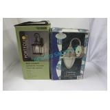 LOT,2X OUTDOOR LANTERNS-BRUSHED PEWTER+RUST FINISH