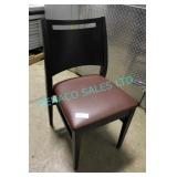 36X,DARK WOOD DINING CHAIRS W/ BROWN PADDED SEATS