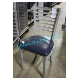 26X, SILVER METAL DINING CHAIRS W/ BLUE PADDED