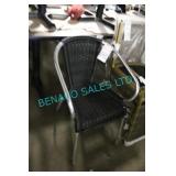18X, BLACK ALUM. STACKABLE PATIO CHAIRS .