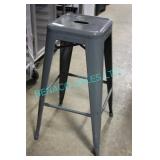 10X, GREY METAL STACKABLE BACKLESS STOOLS .