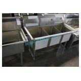 1X, 51", 3 WELL S/S SINK (NO TAP, OR TAP HOLE)