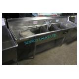 1X, 90" x 24" S/S 3 WELL SINK W/ L & R RUNOFFS