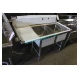 1X, 57" x 27" S/S 2 WELL SINK W/ LEFT HAND RUNOFF