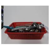 LOT, BIN OF ASST. SERVING SPOONS/UTENSILS