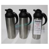 LOT, 3X S/S CARAFES (ONE MISSING TOP OF LID)
