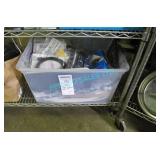 LOT, BIN OF ASST. CABLES, KEYBOARDS, REMOTES ETC.