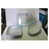 LOT, 42 PCS MELAMINE BOWLS + PLATTERS