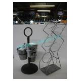 LOT, CUTLERY HOLDER STAND + 3 BOTTLE WINE RACK