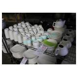 LOT, 80 PCS ASST. CUPS, SAUCERS + TEAPOTS