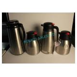 LOT, 4X S/S CARAFES (1 DENTED)