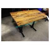 4X, 48" x 24" NATURAL WOOD TABLES W/ CAST BASES