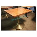 4X, 34"x27" WOOD DINING TABLES W/ GOLD TAB & BASE