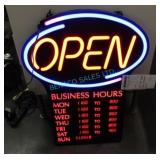 1X, 24" x 19" "OPEN" SIGN W/ BUSINESS HOURS
