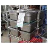 LOT, 12X 1/6 SIZE S/S INSERTS W/ PLASTIC LIDS