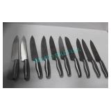 LOT, 10X, 11" S/S SMOOTH BLADE KNIVES