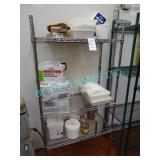 LOT, 3 SHELF RACK W/ CONTENTS