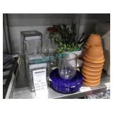 LOT, MISC. JARS, PLATES, POTS, VASE, ETC.